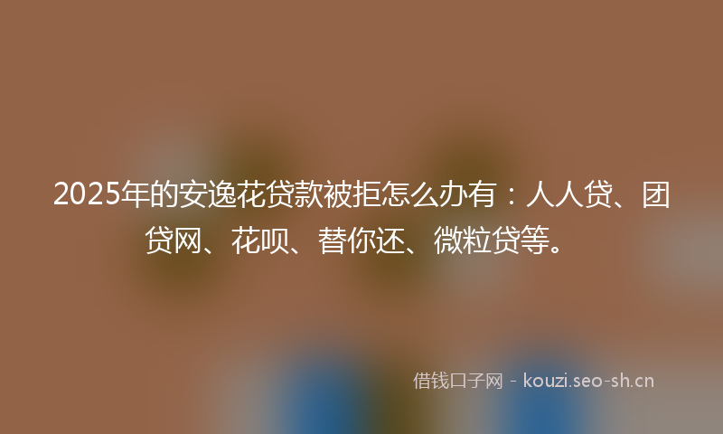 2025年的安逸花贷款被拒怎么办有：人人贷、团贷网、花呗、替你还、微粒贷等。