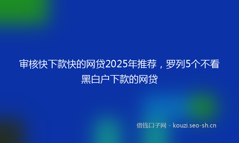 审核快下款快的网贷2025年推荐，罗列5个不看黑白户下款的网贷