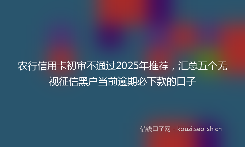 农行信用卡初审不通过2025年推荐，汇总五个无视征信黑户当前逾期必下款的口子