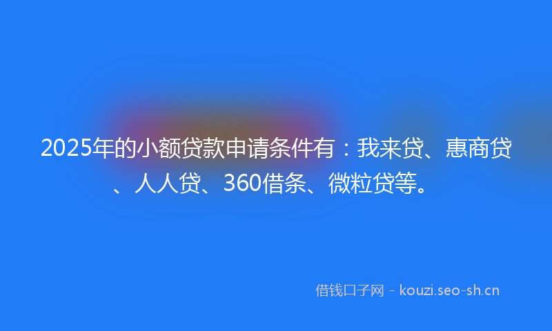 2025年的小额贷款申请条件有：我来贷、惠商贷、人人贷、360借条、微粒贷等。