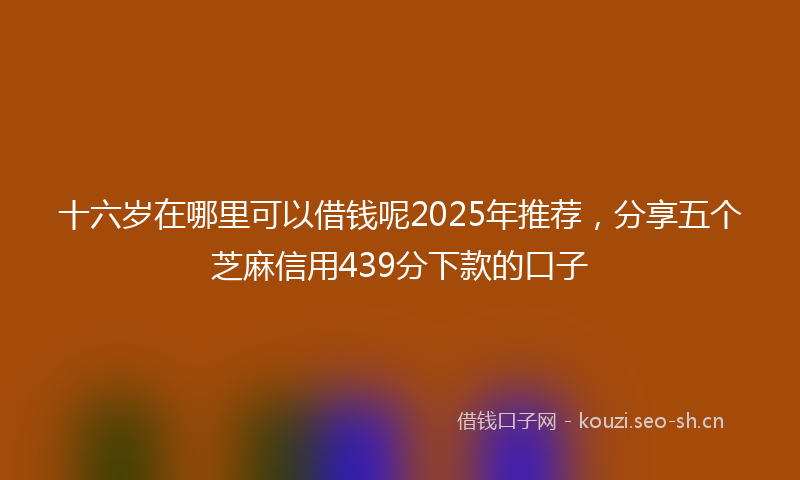 十六岁在哪里可以借钱呢2025年推荐，分享五个芝麻信用439分下款的口子