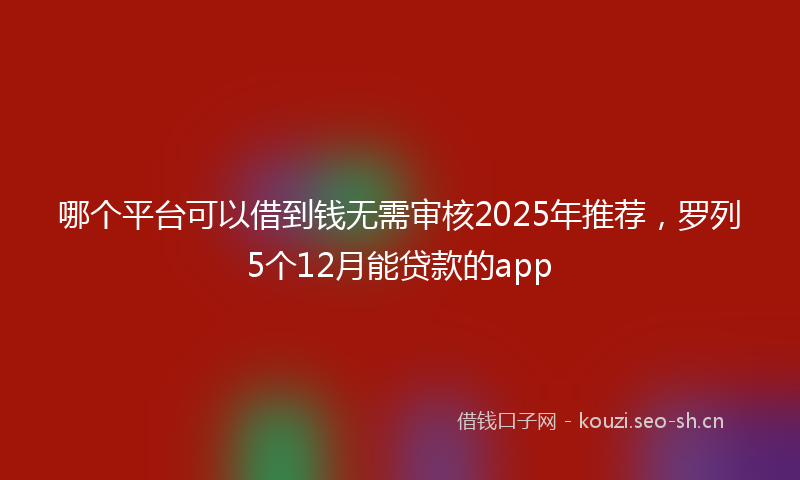 哪个平台可以借到钱无需审核2025年推荐，罗列5个12月能贷款的app