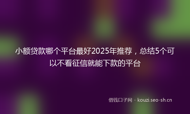 小额贷款哪个平台最好2025年推荐，总结5个可以不看征信就能下款的平台