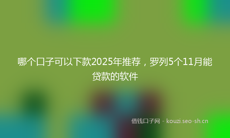 哪个口子可以下款2025年推荐，罗列5个11月能贷款的软件