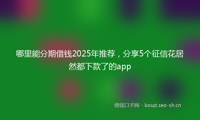 哪里能分期借钱2025年推荐，分享5个征信花居然都下款了的app