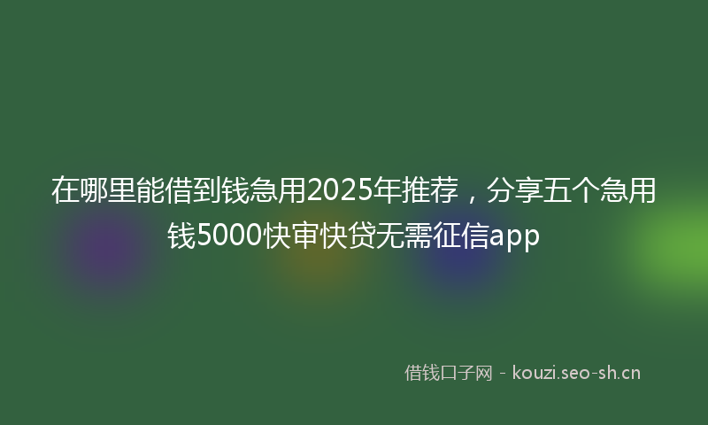 在哪里能借到钱急用2025年推荐，分享五个急用钱5000快审快贷无需征信app