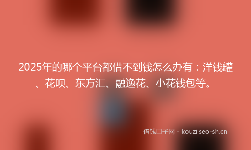 2025年的哪个平台都借不到钱怎么办有：洋钱罐、花呗、东方汇、融逸花、小花钱包等。