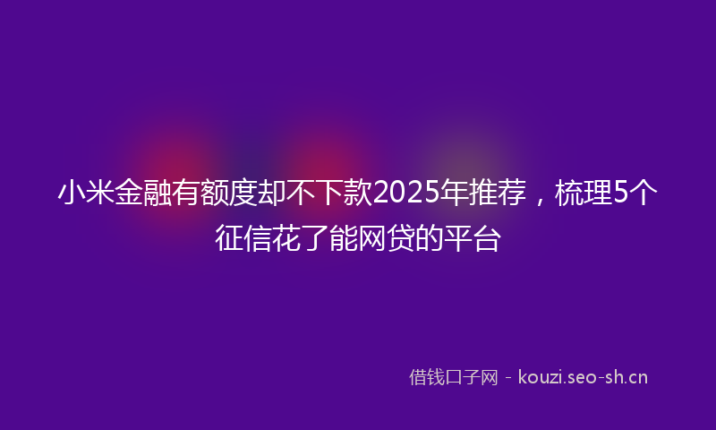 小米金融有额度却不下款2025年推荐，梳理5个征信花了能网贷的平台