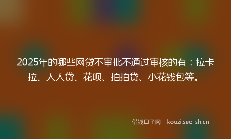 2025年的哪些网贷不审批不通过审核的有：拉卡拉、人人贷、花呗、拍拍贷、小花钱包等。