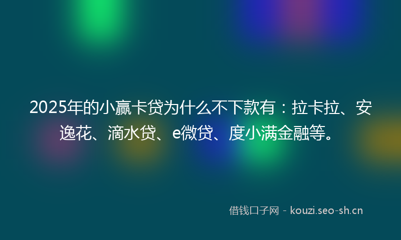 2025年的小赢卡贷为什么不下款有：拉卡拉、安逸花、滴水贷、e微贷、度小满金融等。