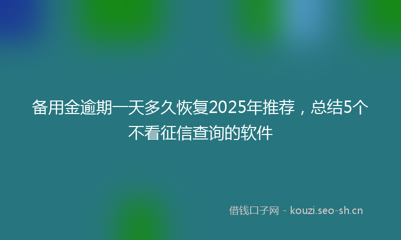 备用金逾期一天多久恢复2025年推荐，总结5个不看征信查询的软件