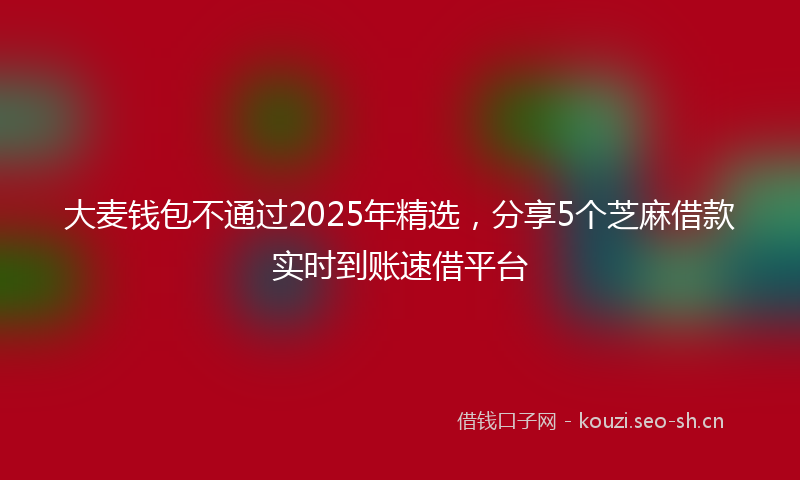大麦钱包不通过2025年精选，分享5个芝麻借款实时到账速借平台