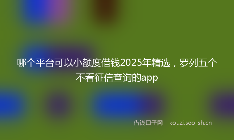 哪个平台可以小额度借钱2025年精选，罗列五个不看征信查询的app
