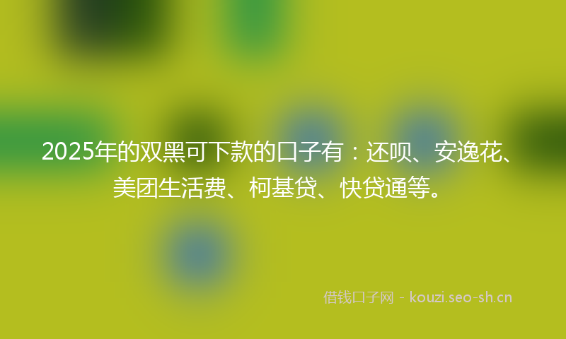 2025年的双黑可下款的口子有：还呗、安逸花、美团生活费、柯基贷、快贷通等。