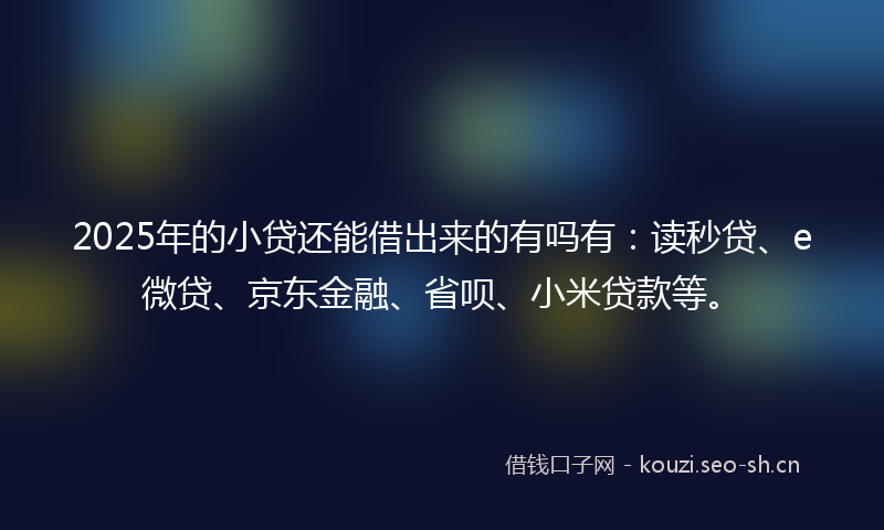 2025年的小贷还能借出来的有吗有：读秒贷、e微贷、京东金融、省呗、小米贷款等。