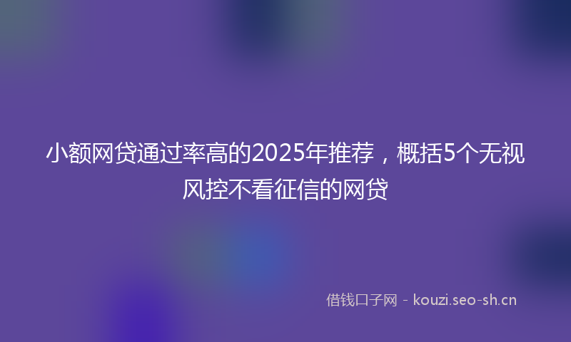 小额网贷通过率高的2025年推荐,概括5个无视风控不看征信的网贷