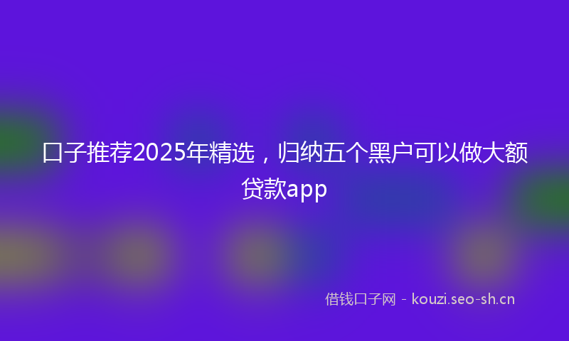 口子推荐2025年精选，归纳五个黑户可以做大额贷款app