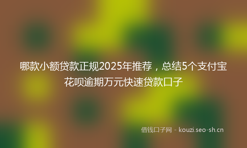 哪款小额贷款正规2025年推荐，总结5个支付宝花呗逾期万元快速贷款口子