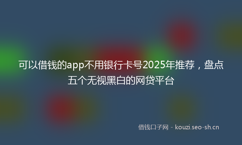 可以借钱的app不用银行卡号2025年推荐，盘点五个无视黑白的网贷平台