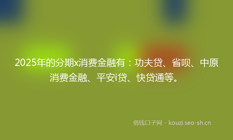 2025年的分期x消费金融有：功夫贷、省呗、中原消费金融、平安i贷、快贷通等。