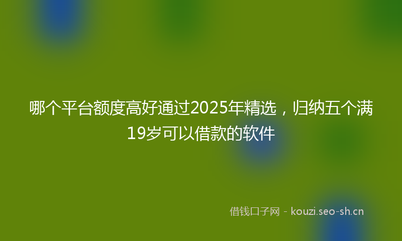 哪个平台额度高好通过2025年精选，归纳五个满19岁可以借款的软件