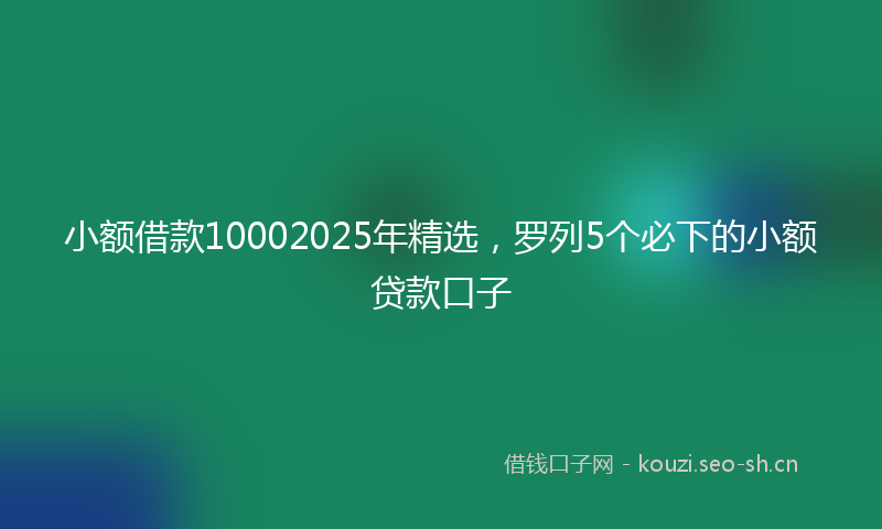 小额借款10002025年精选，罗列5个必下的小额贷款口子