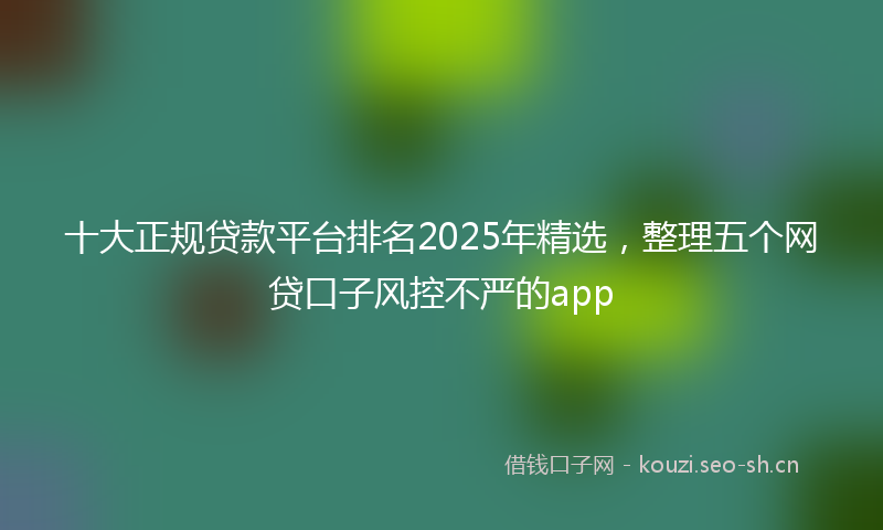 十大正规贷款平台排名2025年精选，整理五个网贷口子风控不严的app
