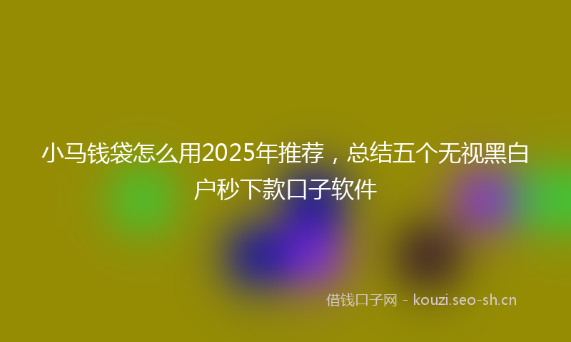 小马钱袋怎么用2025年推荐，总结五个无视黑白户秒下款口子软件