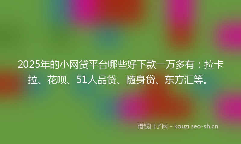 2025年的小网贷平台哪些好下款一万多有：拉卡拉、花呗、51人品贷、随身贷、东方汇等。