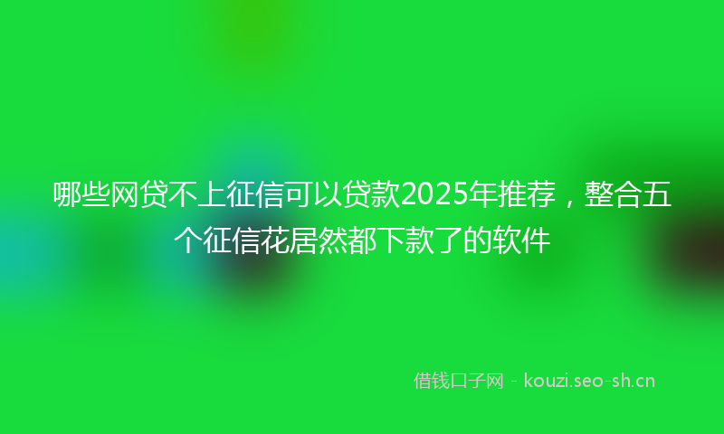 哪些网贷不上征信可以贷款2025年推荐，整合五个征信花居然都下款了的软件