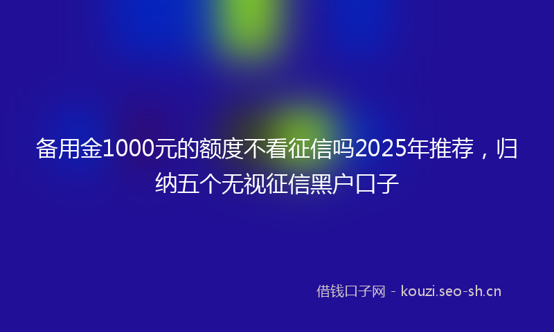 备用金1000元的额度不看征信吗2025年推荐，归纳五个无视征信黑户口子