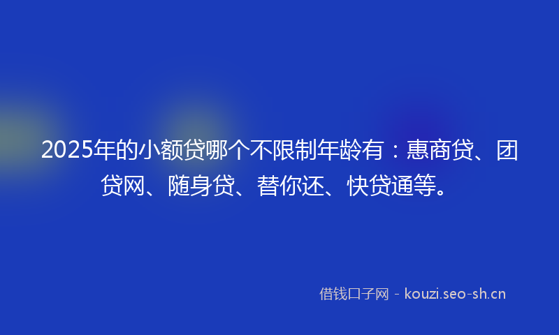 2025年的小额贷哪个不限制年龄有：惠商贷、团贷网、随身贷、替你还、快贷通等。