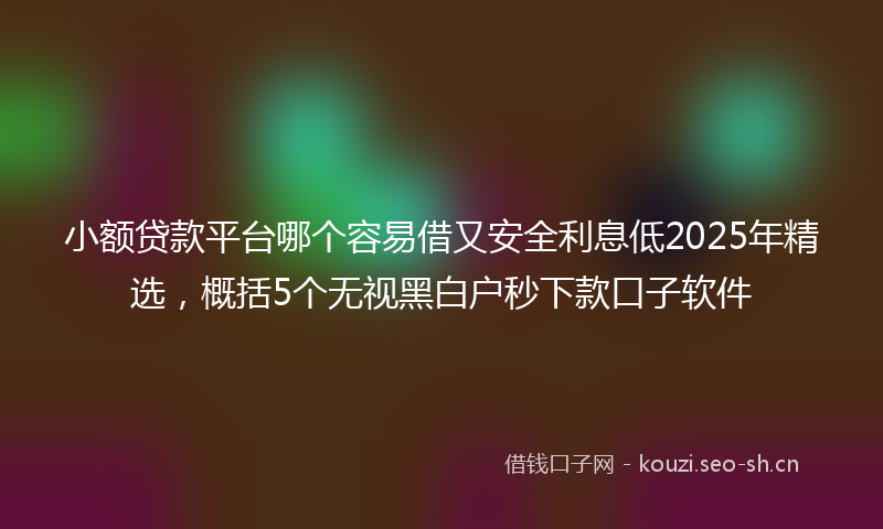 小额贷款平台哪个容易借又安全利息低2025年精选，概括5个无视黑白户秒下款口子软件