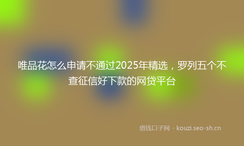 唯品花怎么申请不通过2025年精选，罗列五个不查征信好下款的网贷平台