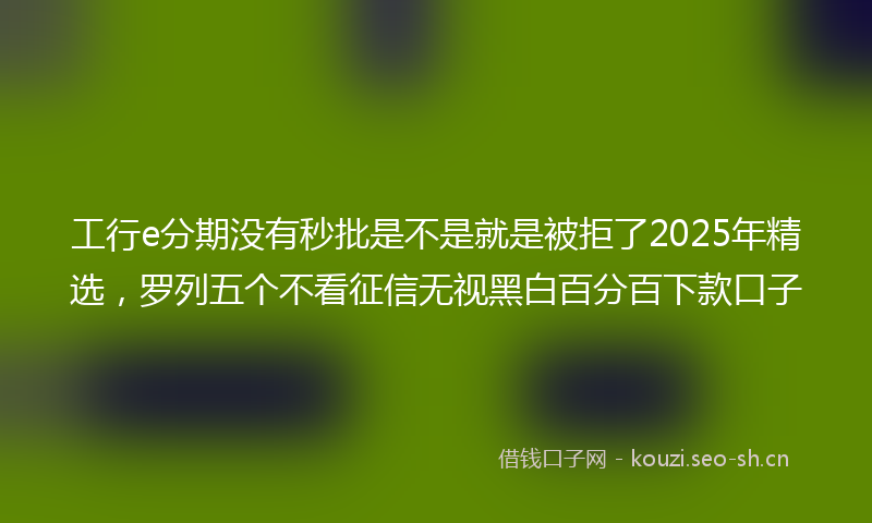 工行e分期没有秒批是不是就是被拒了2025年精选，罗列五个不看征信无视黑白百分百下款口子