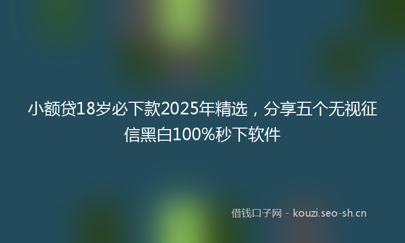 小额贷18岁必下款2025年精选，分享五个无视征信黑白100%秒下软件