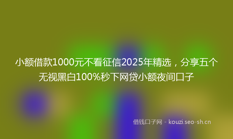 小额借款1000元不看征信2025年精选，分享五个无视黑白100%秒下网贷小额夜间口子