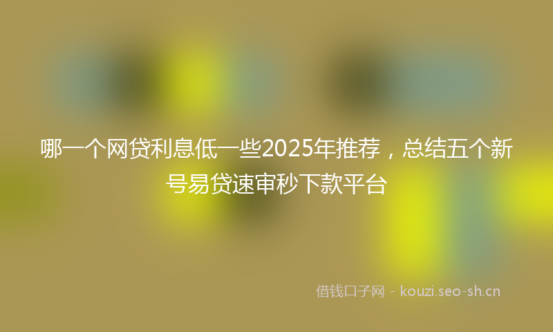 哪一个网贷利息低一些2025年推荐，总结五个新号易贷速审秒下款平台