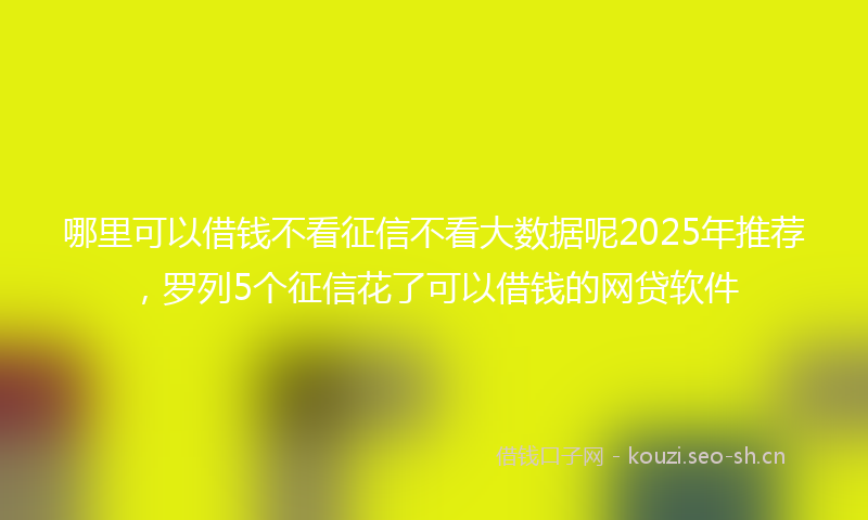 哪里可以借钱不看征信不看大数据呢2025年推荐,罗列5个征信花了可以借钱的网贷软件