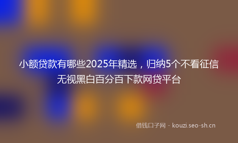 小额贷款有哪些2025年精选，归纳5个不看征信无视黑白百分百下款网贷平台