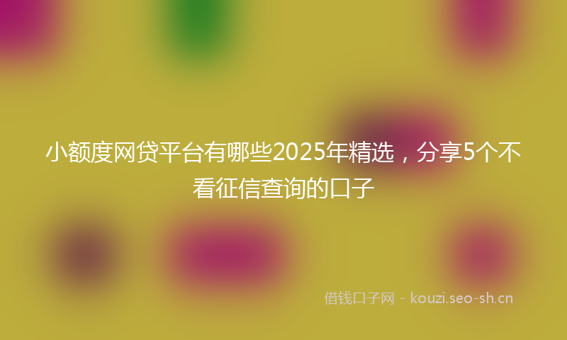 小额度网贷平台有哪些2025年精选，分享5个不看征信查询的口子