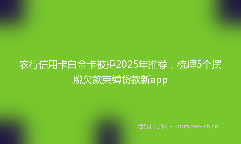 农行信用卡白金卡被拒2025年推荐，梳理5个摆脱欠款束缚贷款新app