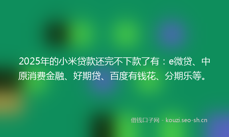 2025年的小米贷款还完不下款了有：e微贷、中原消费金融、好期贷、百度有钱花、分期乐等。