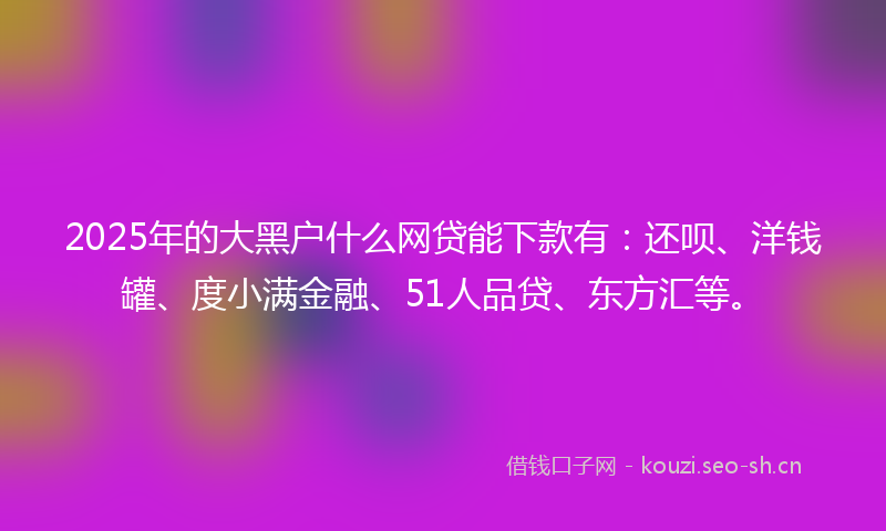 2025年的大黑户什么网贷能下款有：还呗、洋钱罐、度小满金融、51人品贷、东方汇等。