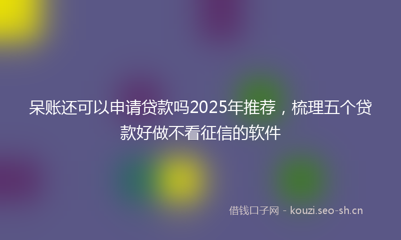 呆账还可以申请贷款吗2025年推荐，梳理五个贷款好做不看征信的软件