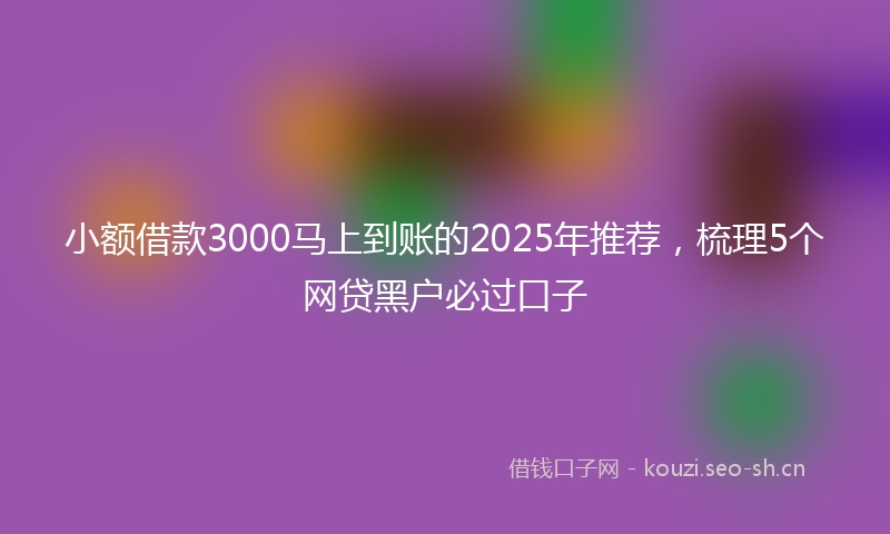 小额借款3000马上到账的2025年推荐，梳理5个网贷黑户必过口子