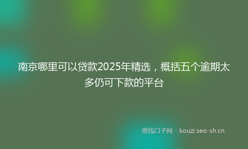 南京哪里可以贷款2025年精选，概括五个逾期太多仍可下款的平台