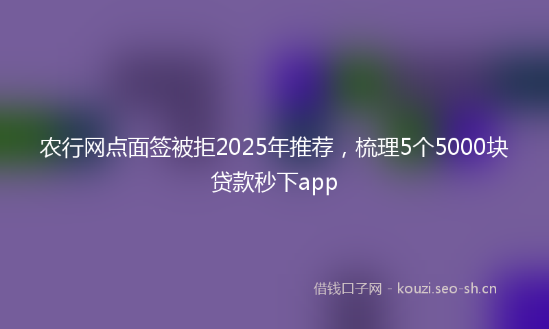 农行网点面签被拒2025年推荐，梳理5个5000块贷款秒下app