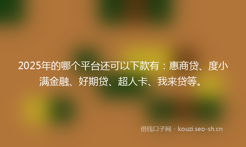 2025年的哪个平台还可以下款有：惠商贷、度小满金融、好期贷、超人卡、我来贷等。