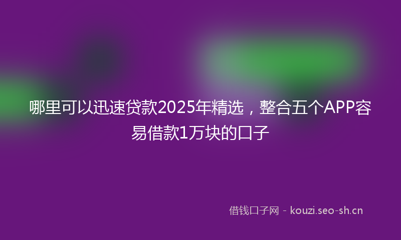 哪里可以迅速贷款2025年精选,整合五个APP容易借款1万块的口子
